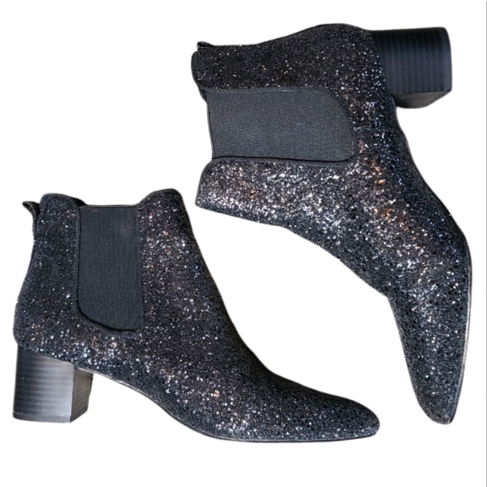 Black Glitter Ankle Boots By Forever 21 Gem